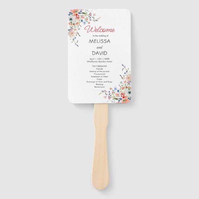 Éventail Programme de mariage floral élégant (Devant)