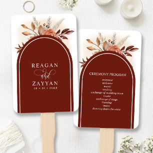 Éventail Programme de mariage floral en terre cuite Herbe d