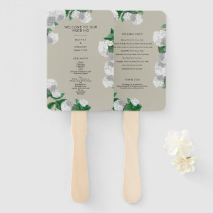 Éventail Programme de mariage floral en verdure d'hortensia