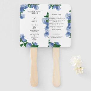 Éventail Programme de mariage floral en verdure d'hortensia