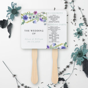 Éventail Programme de mariage floral fleur sauvage d'aquare