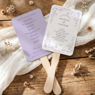 Éventail Programme de mariage floral français à la lavande