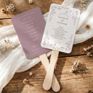 Éventail Programme de mariage floral français Rose Poussiér