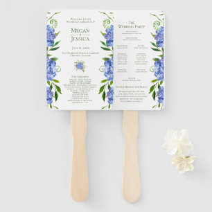 Éventail Programme de mariage floral LGBTQ Blue Hydrangeas