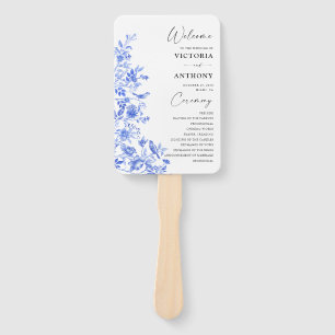 Éventail Programme de mariage floral Porcelaine Bleue