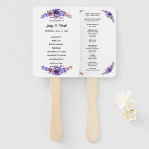 Éventail Programme De Mariage Floral Purple Et Blue Waterco