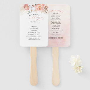 Éventail Programme de mariage floral rose Ventilateur à mai