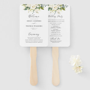 Éventail Programme de mariage floral Roses blanches