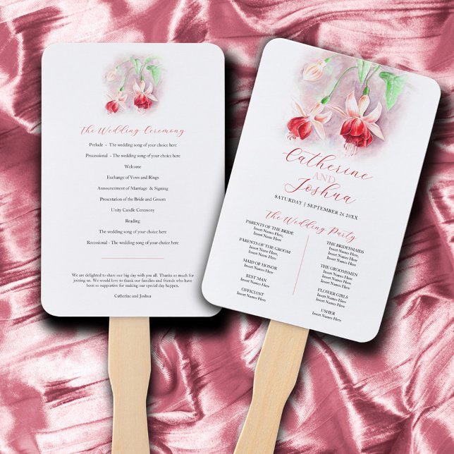 Éventail Programme de mariage fuchsia rose rouge (Créateur téléchargé)