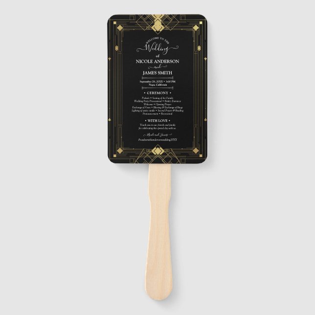 Éventail Programme de mariage Gatsby le Magnifique années 2 (Devant)