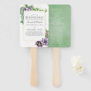 Éventail Programme de mariage géométrique de succulente à l