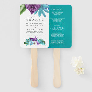 Éventail Programme de mariage géométrique d'orchidées tropi