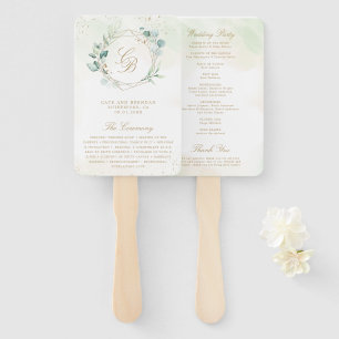 Éventail Programme de mariage géométrique doré à feuillage