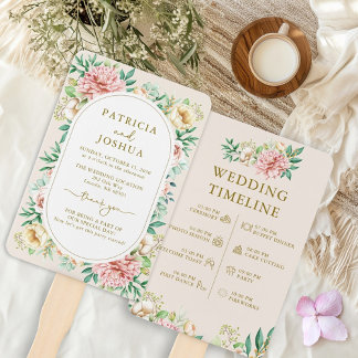 Éventail Programme de mariage Hydrangea Blush Ventilateur à