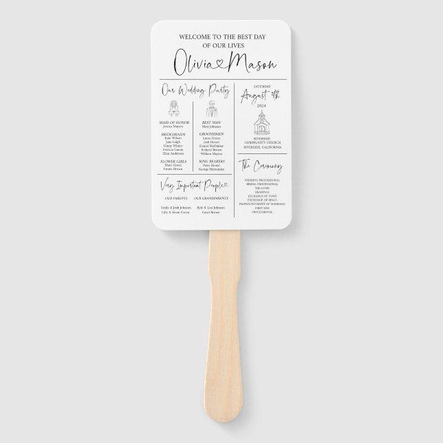 Éventail Programme de mariage infographique Ventilateur man (Devant)