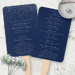 Éventail Programme de mariage Marine Blue & Glam Silver Con<br><div class="desc">La collection de confettis mariages bleu marine et argent glam est parfaite pour tout couple qui planifie une célébration mariage romantique. Le design se compose d'un arrière - plan bleu marine chic avec confetti argent glam qui est vraiment étonnant et parfait pour tout événement spécial. Le libellé incorpore la même...</div>