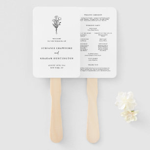 Éventail Programme de mariage minimaliste boho botanique no