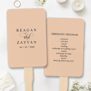 Éventail Programme de mariage minimaliste pêche douce