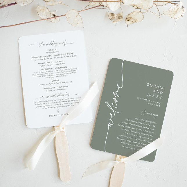 Éventail Programme de mariage minimaliste SAGE (série de 10 (Créateur téléchargé)