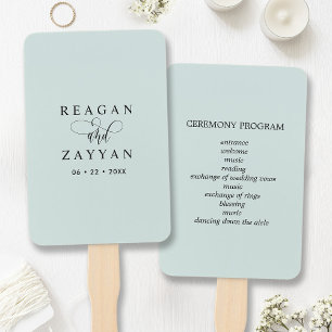 Éventail Programme de mariage minimaliste vert pastel