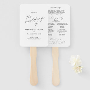 Éventail Programme de mariage moderne avec calligraphie élé