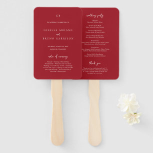 Éventail Programme de mariage moderne élégant rouge rubis