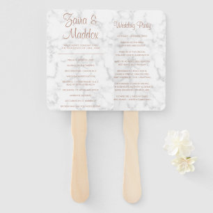 Éventail Programme de mariage moderne en marbre doré rose é