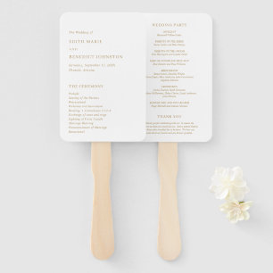 Éventail Programme de mariage moderne minimaliste en or