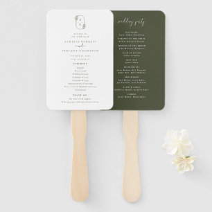 Éventail Programme de mariage Monogramme de feuillage Botan