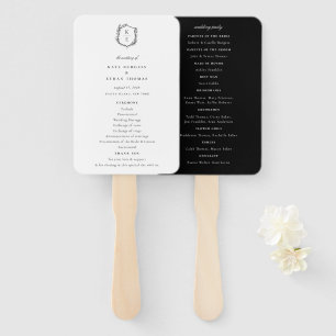 Éventail Programme de mariage Monogramme de la crête botani