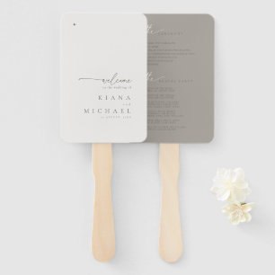 Éventail Programme de mariage neutre chic Poudre/Taupe ID10
