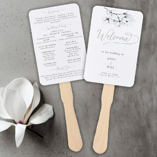 Éventail Programme de mariage noir Magnolia Noir Blanc
