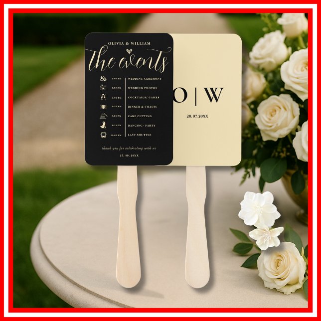 Éventail Programme de Mariage Ordre des Événements Jaune Be (Créateur téléchargé)