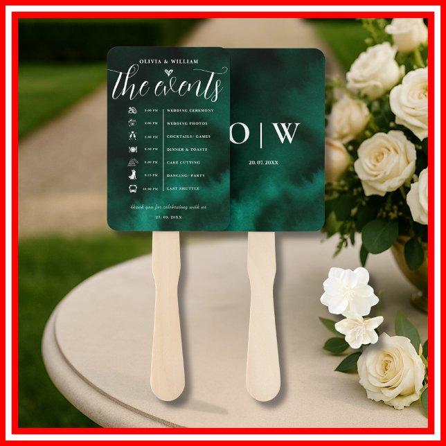 Éventail Programme de mariage Ordre des événements Vert éme (Créateur téléchargé)