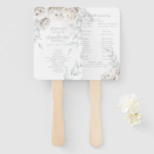 Éventail Programme de mariage Peonies d'aquarelle d'Albât