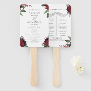 Éventail Programme de mariage   Riche Bourgogne Marsala Flo