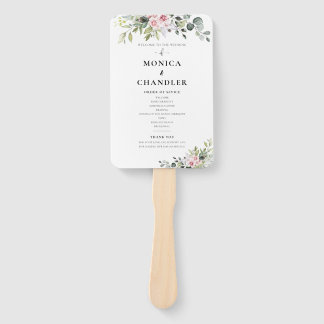 Éventail Programme de mariage rose verdure Ventilateur à ma
