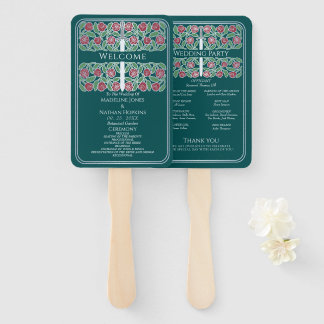 Éventail Programme de mariage royal avec épée florale argen