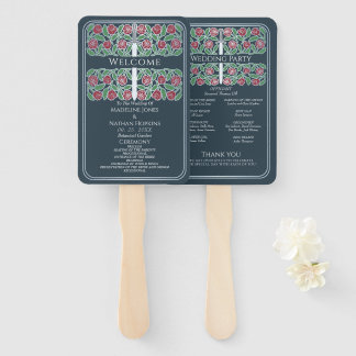 Éventail Programme de mariage royal avec épée florale grise