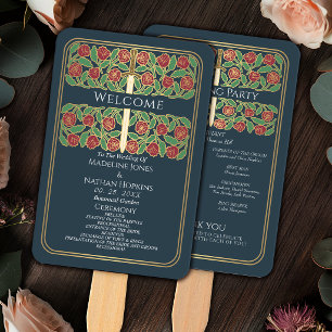 Éventail Programme de mariage royal avec épée florale grise