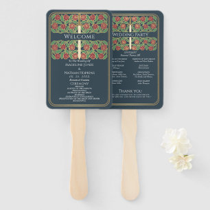 Éventail Programme de mariage royal avec épée florale grise