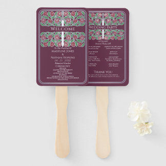 Éventail Programme de mariage royal épée florale argent mau