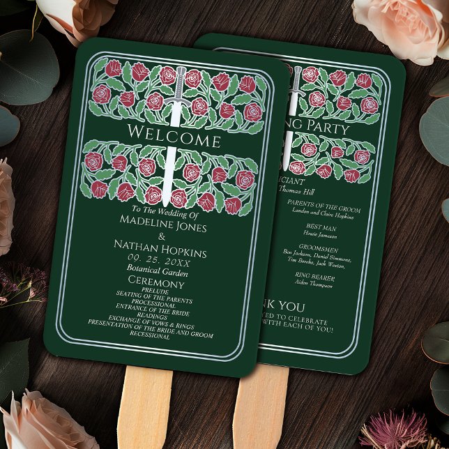 Éventail Programme de mariage royal Épée florale argentée v (Créateur téléchargé)