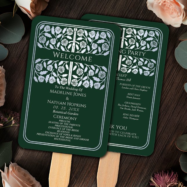 Éventail Programme de mariage royal épée médiévale verte en (Créateur téléchargé)