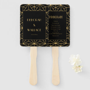 Éventail programme de mariage simple art déco des années 19