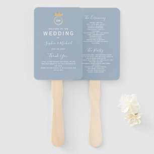 Éventail Programme de mariage simple en bleu poussiéreux