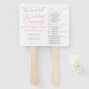 Éventail Programme de mariage simple et élégant rose blanc
