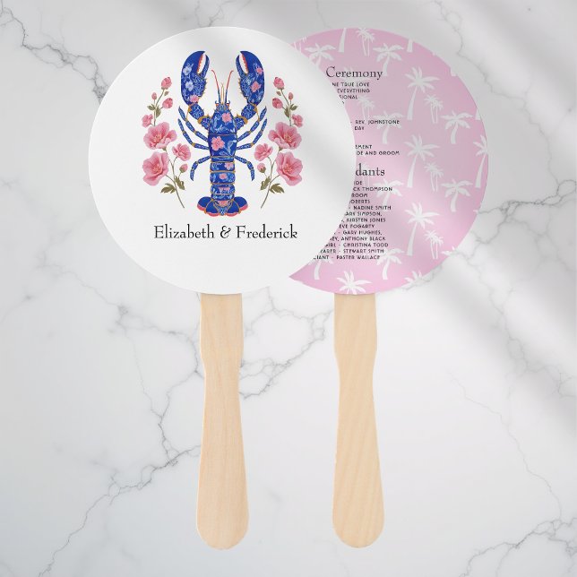 Éventail Programme de mariage sur la plage nautique côtière (Coastal Nautical Beach Wedding Program Hand Fan)