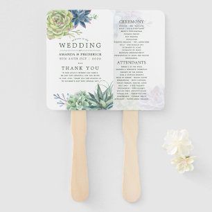 Éventail Programme de mariage sur le thème des cactus succu
