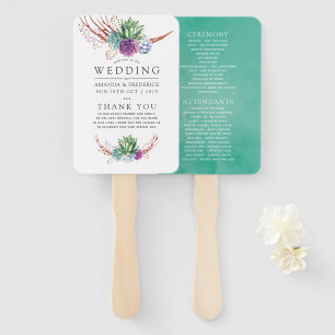 Éventail Programme de mariage sur les succulentes de désert